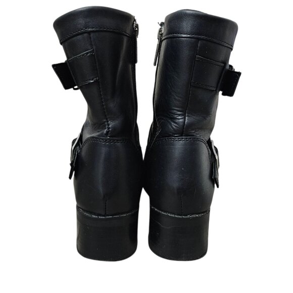 Harley Davidson Shelby Leather Buckle Zip Black Ankle Motorcycle Boots #83542 - Picture 6 of 14